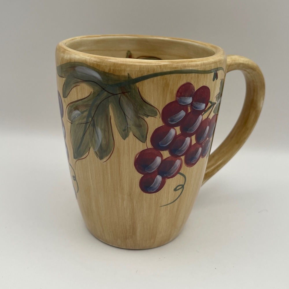 Noble Excellence Ceramic Mug Grapes Leaves Design‎ Dishwasher Microwave Safe